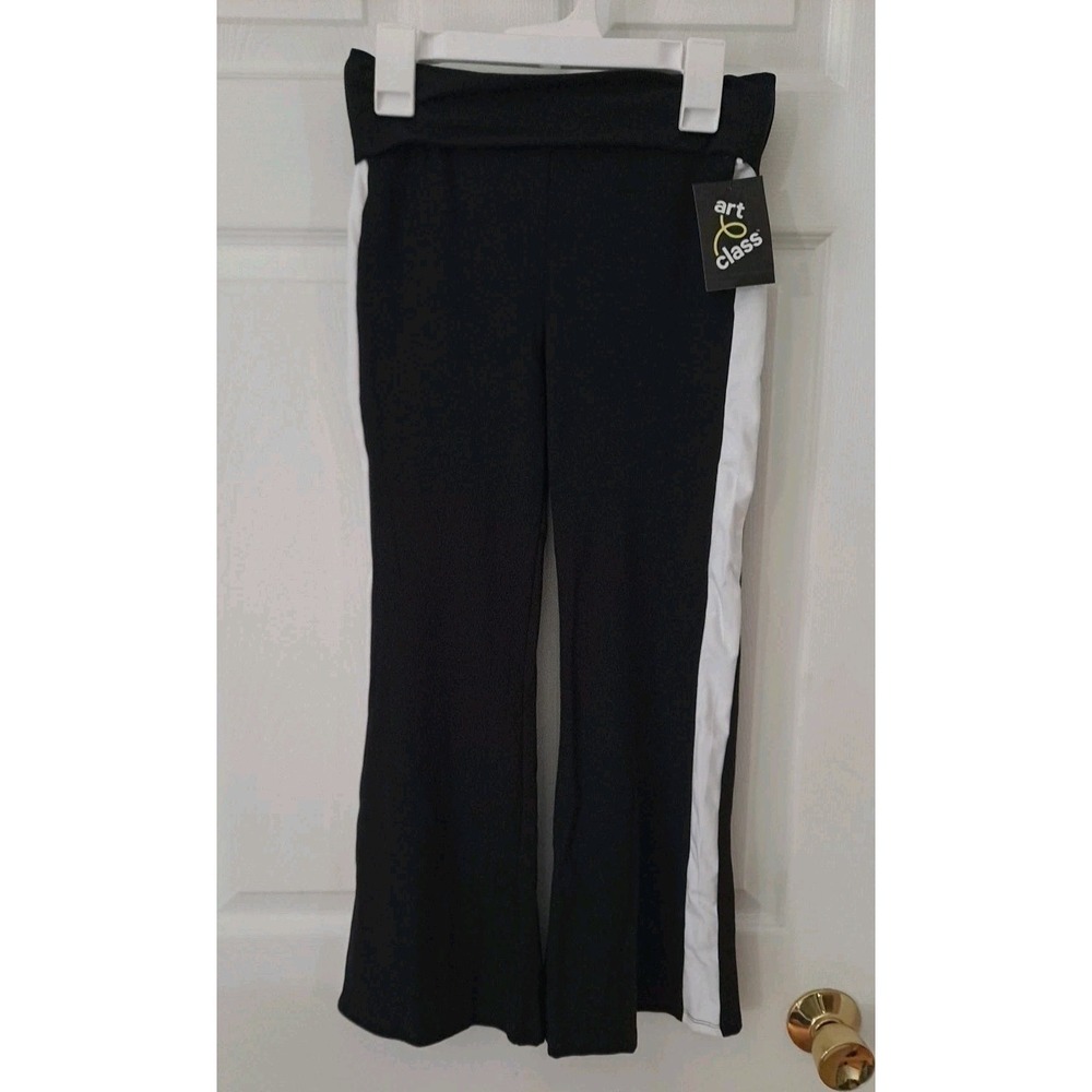 Art Class Girl's Size Medium 8 Flare Leggings Black White Stripe Target